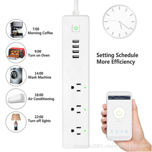 US Outlet Socket Surge Protector Wifi Smart Power Strip With Usb PortsTUYA